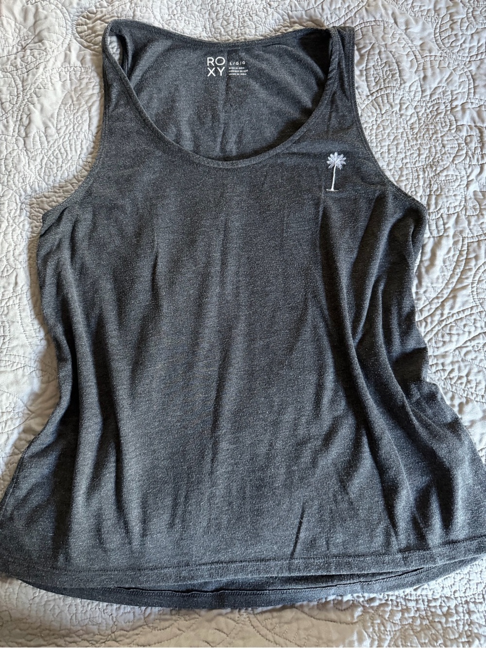 Roxy dk grey Palm-Embroidered Tank Top